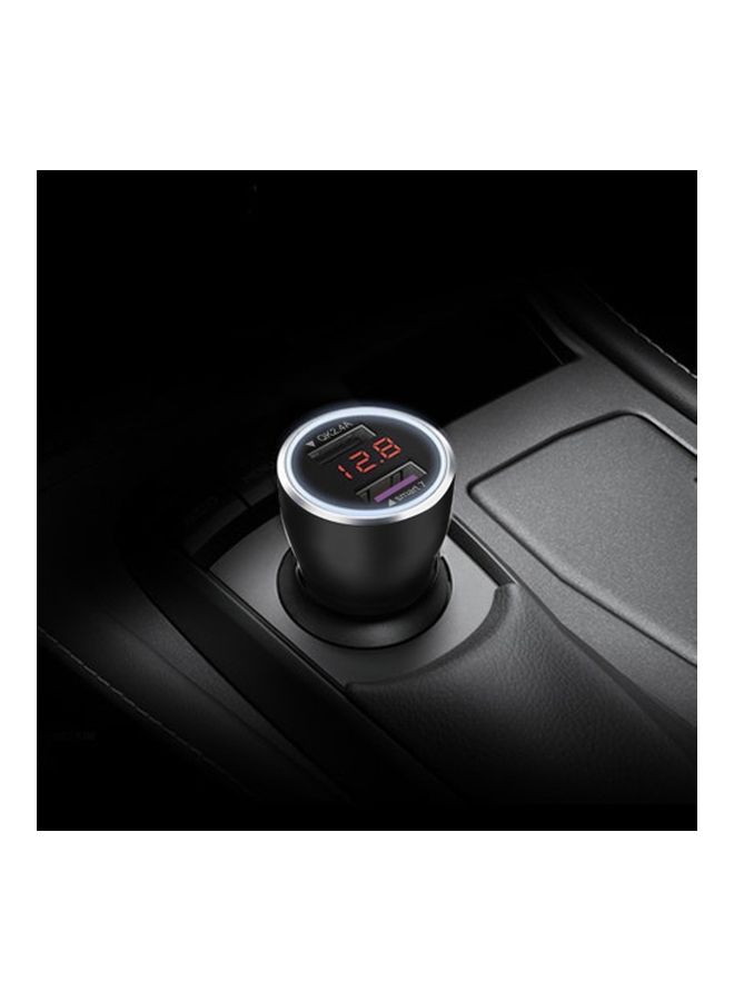 شاحن سيارة بمنفذ USB مزدوج أسود - Image 2