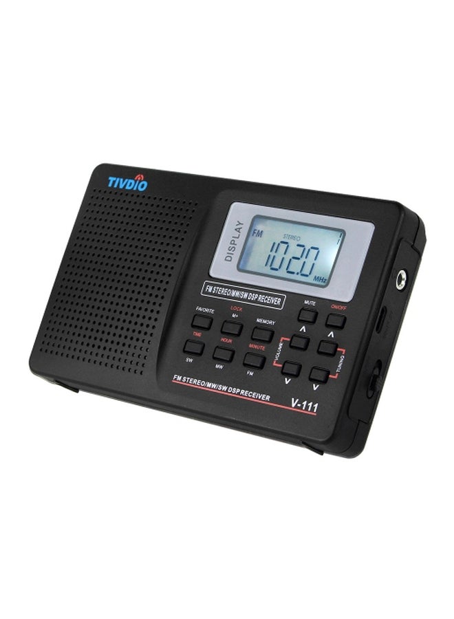 TIVDIO Stereo Radio With Earphones V-111 Black/Silver  - Image 3