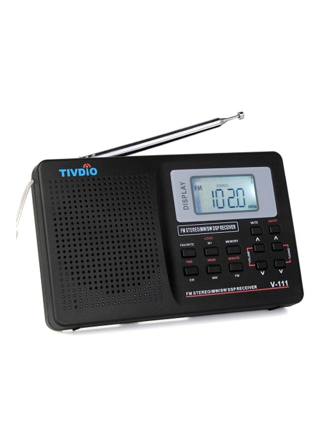 TIVDIO Stereo Radio With Earphones V-111 Black/Silver  - Image 4