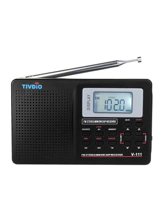 TIVDIO Stereo Radio With Earphones V-111 Black/Silver  - Image 2