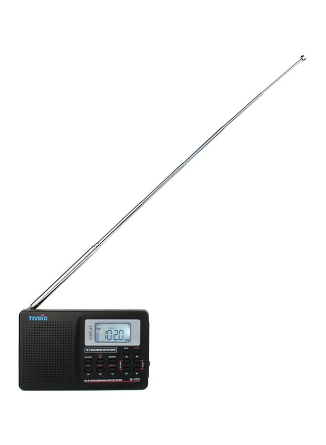 TIVDIO Stereo Radio With Earphones V-111 Black/Silver  - Image 5