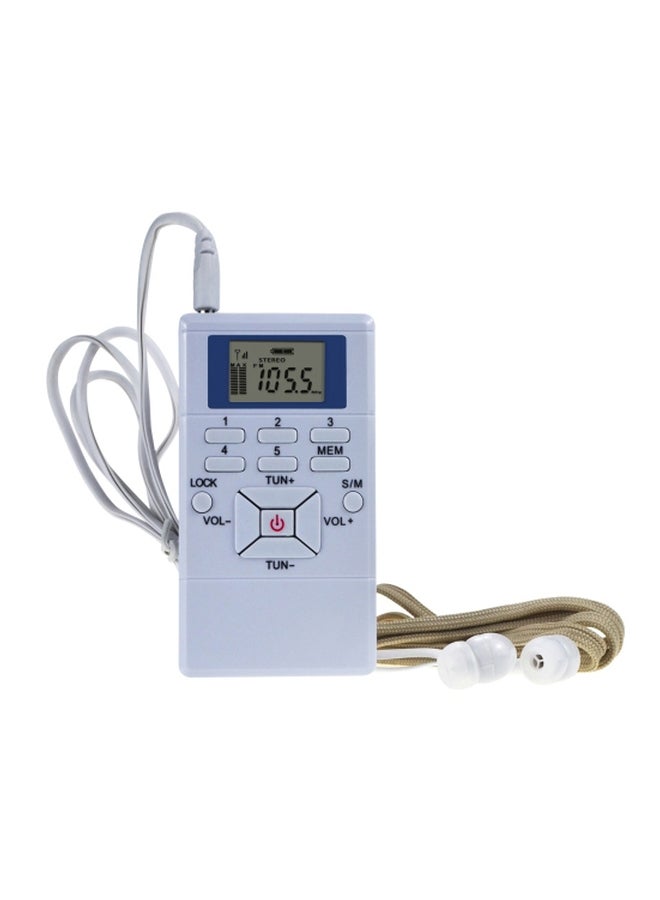 Portable DSP Stereo FM Radio With Earphone Lanyard Y4305 White  - Image 1