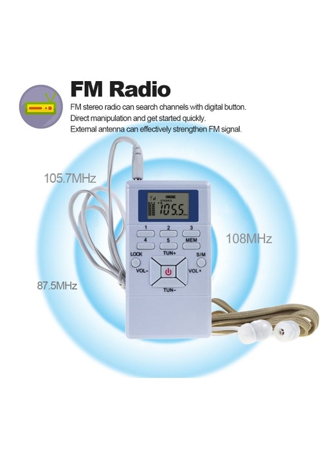 Portable DSP Stereo FM Radio With Earphone Lanyard Y4305 White  - Image 5