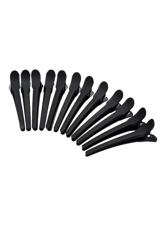 12 قطعة من ملاقط تقسيم الشعر أسود 10سم