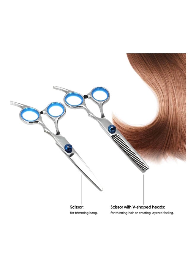 Professional Hair Cutting Scissors Set Silver/Blue/Red 225.3grams - Image 3