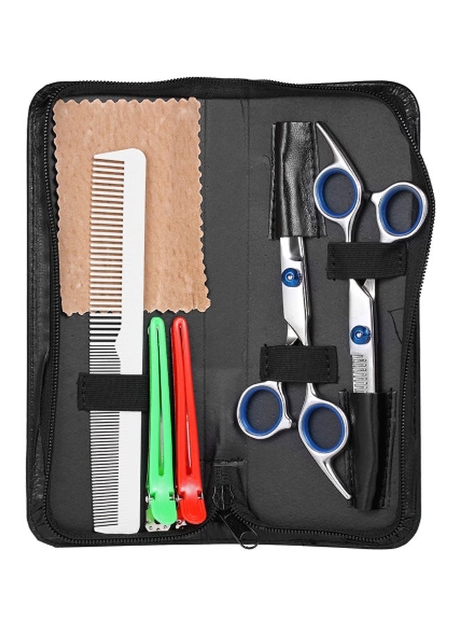 Professional Hair Cutting Scissors Set Silver/Blue/Red 225.3grams - Image 1