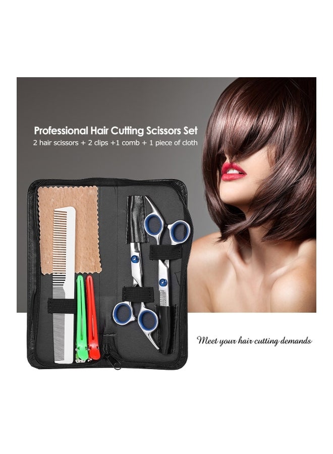 Professional Hair Cutting Scissors Set Silver/Blue/Red 225.3grams - Image 5