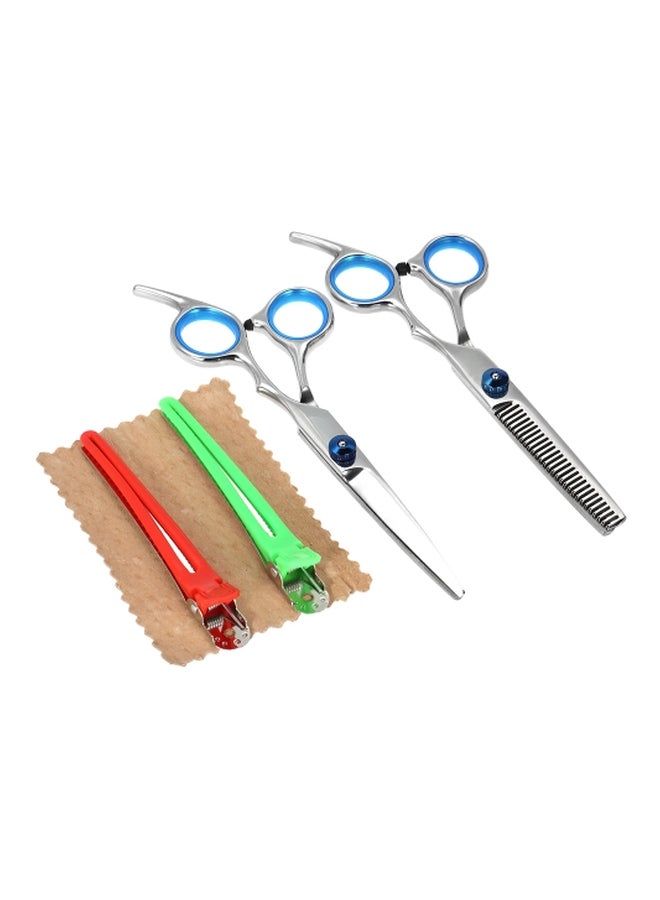 Professional Hair Cutting Scissors Set Silver/Blue/Red 225.3grams - Image 2