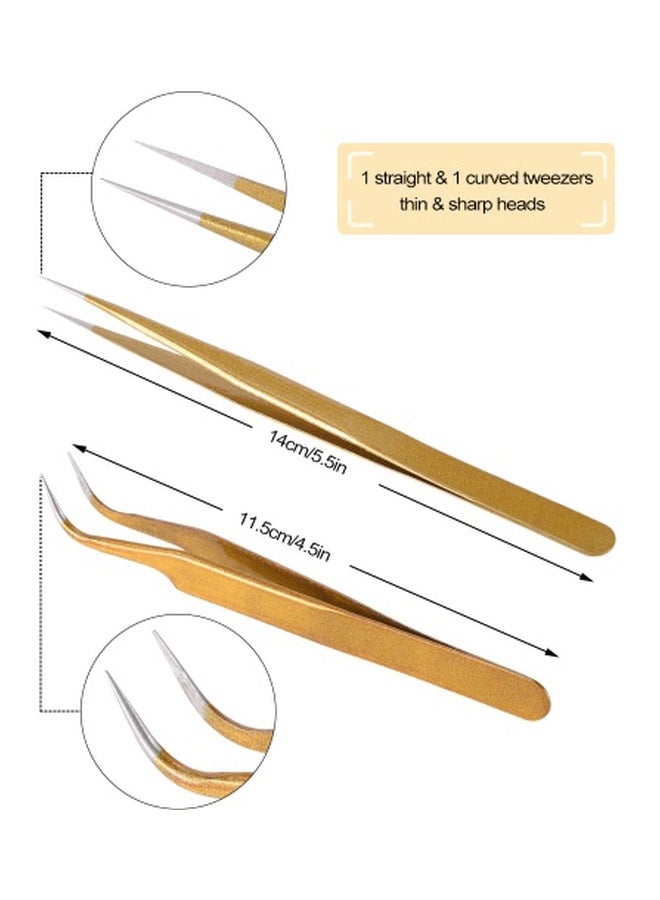 Generic 2-Piece Stainless Steel Tweezer Gold  - Image 3