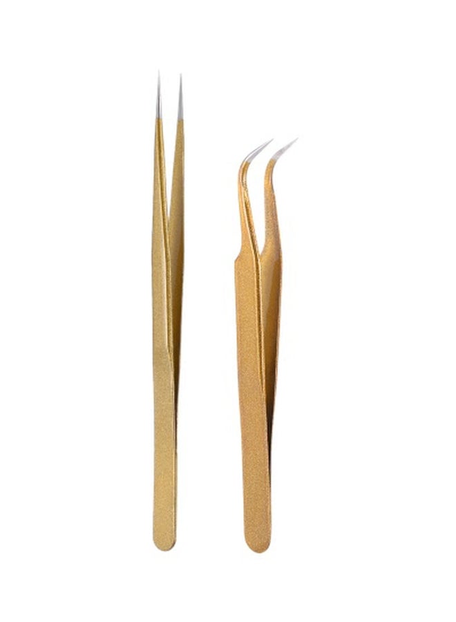 Generic 2-Piece Stainless Steel Tweezer Gold  - Image 4