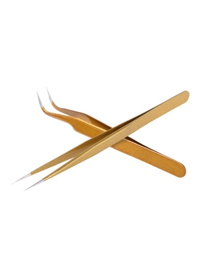 Generic 2-Piece Stainless Steel Tweezer Gold  - Image 1