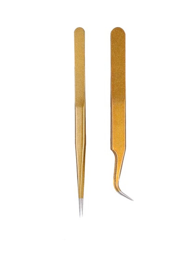 Generic 2-Piece Stainless Steel Tweezer Gold  - Image 5