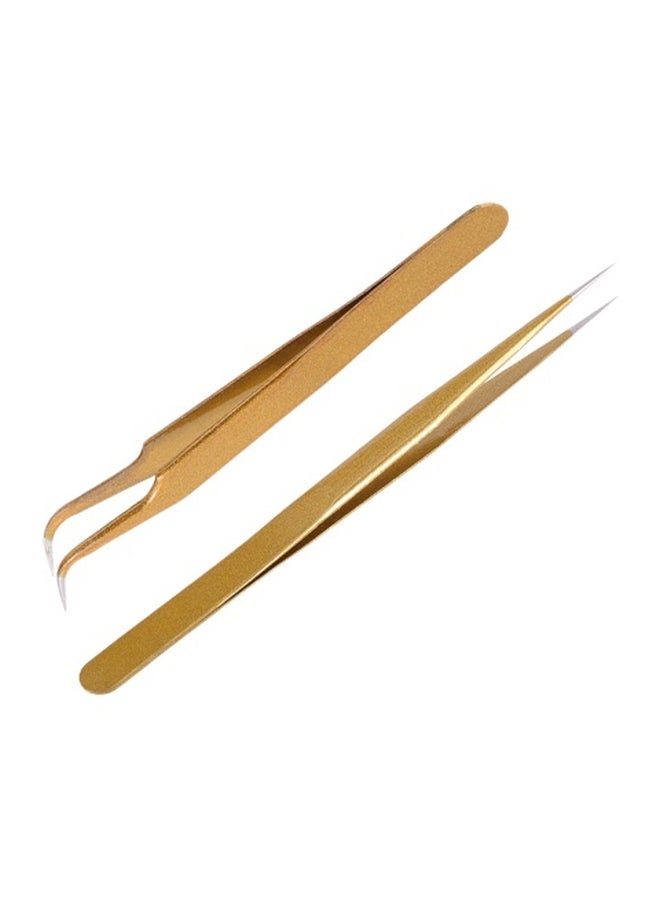 Generic 2-Piece Stainless Steel Tweezer Gold  - Image 2