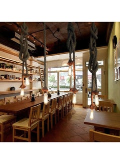 Generic Rope Hanging Pendant Light Beige/Black  - Image 3