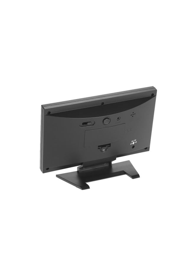 ساعة منبه رقمية LCD بميزان حرارة أسود 14x10.5x5.2سم  - Image 2