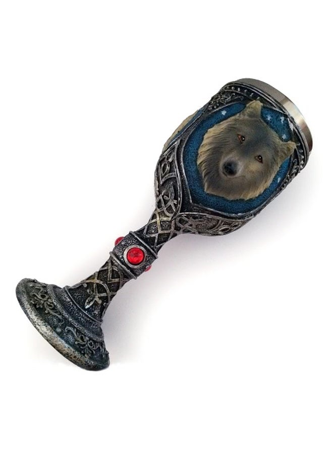 3D Wolf Goblet Mug Brown/Blue/Silver 18.5x7.5centimeter - Image 4