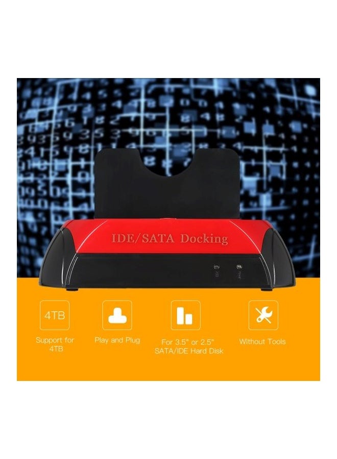 Docking Station Dual Hard Disk Drive Base Red/Black