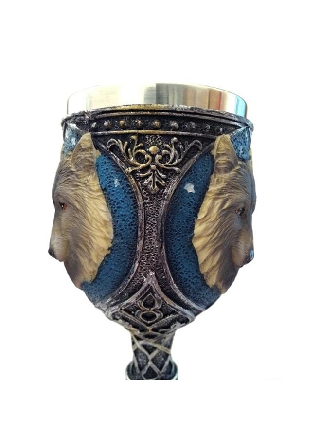 3D Wolf Goblet Mug Brown/Blue/Silver 18.5x7.5centimeter - Image 3