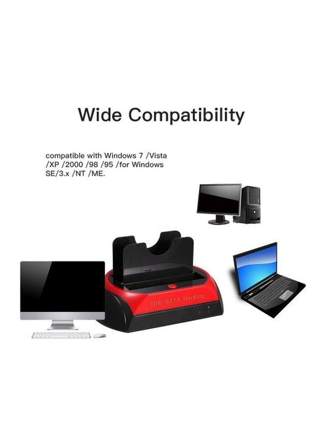 Docking Station Dual Hard Disk Drive Base Red/Black