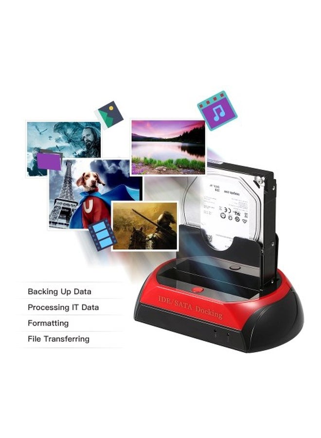 Generic Docking Station Dual Hard Disk Drive Base Red/Black  - Image 3