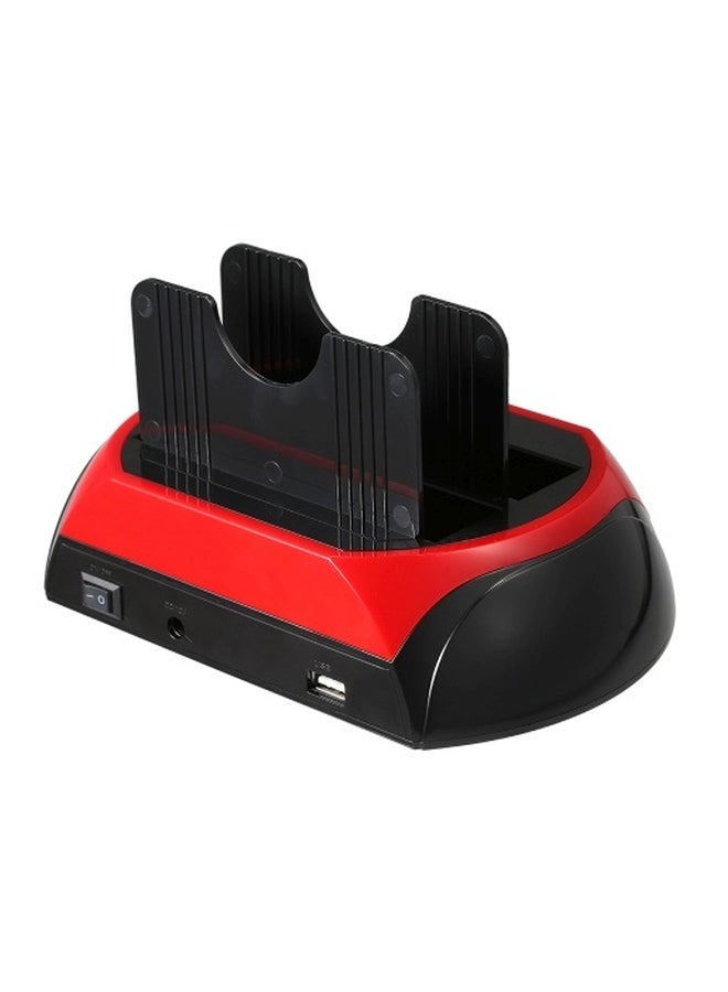 Generic Docking Station Dual Hard Disk Drive Base Red/Black  - Image 1