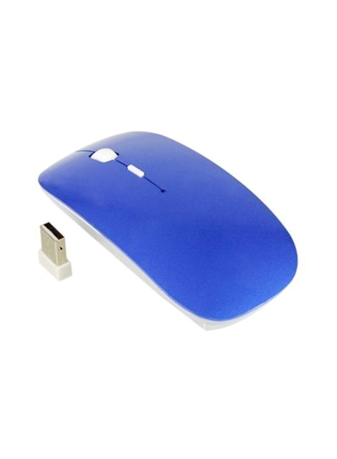 ماوس ضوئي لاسلكي 2.4 غيغاهرتز مع جهاز استقبال بمنفذ USB للكمبيوتر المحمول والكمبيوتر الشخصي - أزرق أزرق / أبيض