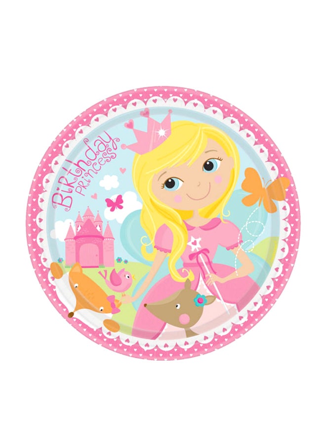 Riethmuller 8-Piece Woodland Princess Plate Set 9inch Kids Birthday Party Tableware, Party Supplies 9inch