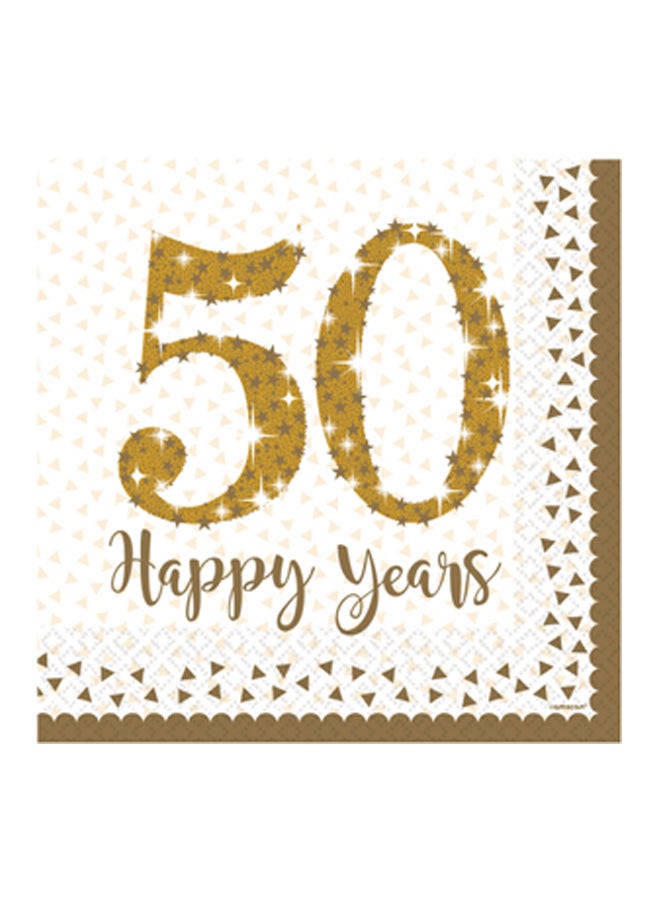 16-Piece 50th Anniversary Paper Tissue Tableware Party Supplies
