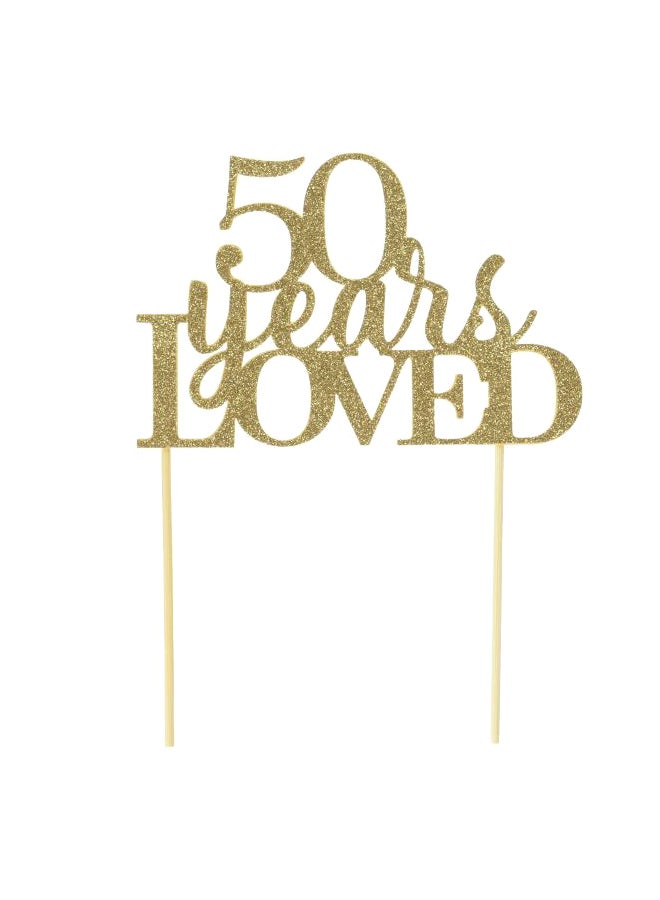 50-Years Loved Cake Decoration Topper for Anniversary Party Supplies, Decorations