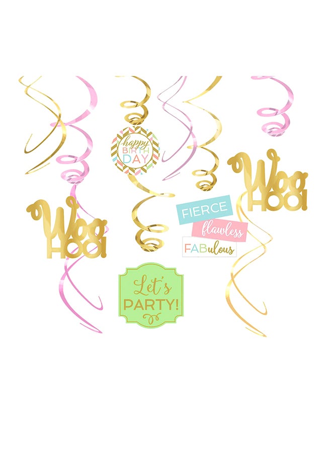 Amscan 12-Piece Confetti Swirl Decoration for Birthday Party Decorations, Party Celebration