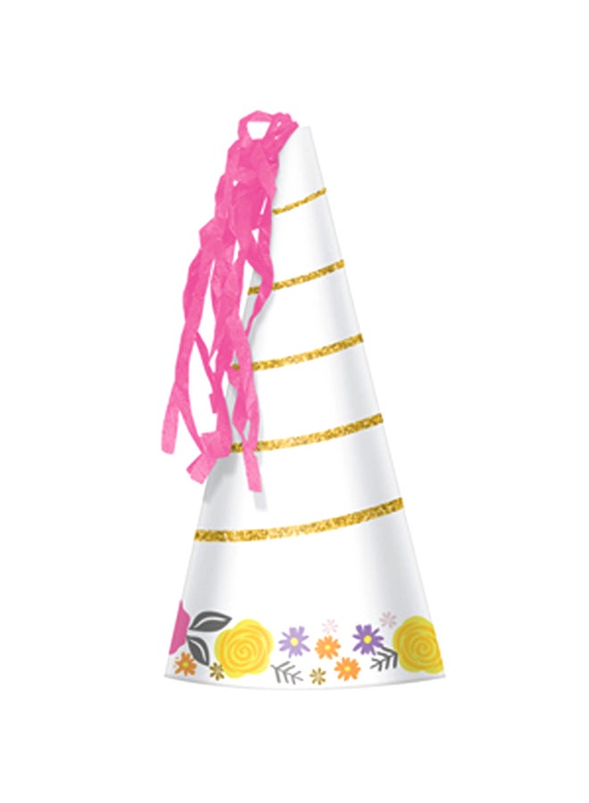 أمسكان طقم قبعات للحفلات بتصميم على شكل قرن يونيكورن مكون من 8 قطع