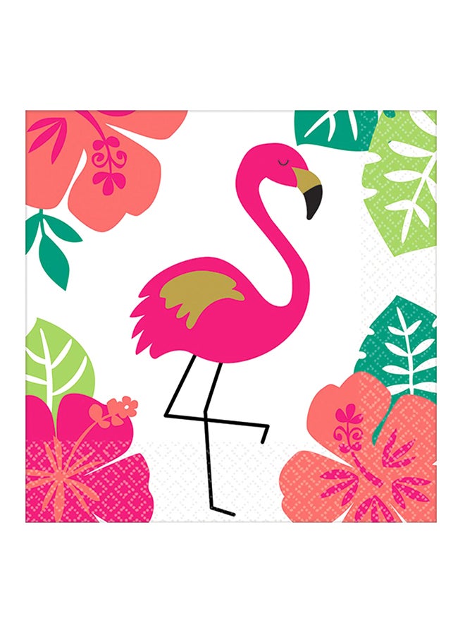 Amscan 14-Piece Flamingo Printed Napkin Set Tableware Party Supplies