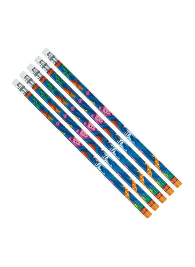 أمسكان طقم أقلام رصاص بتصميم حيوانات الغابة 12 قطعة متعدد الألوان