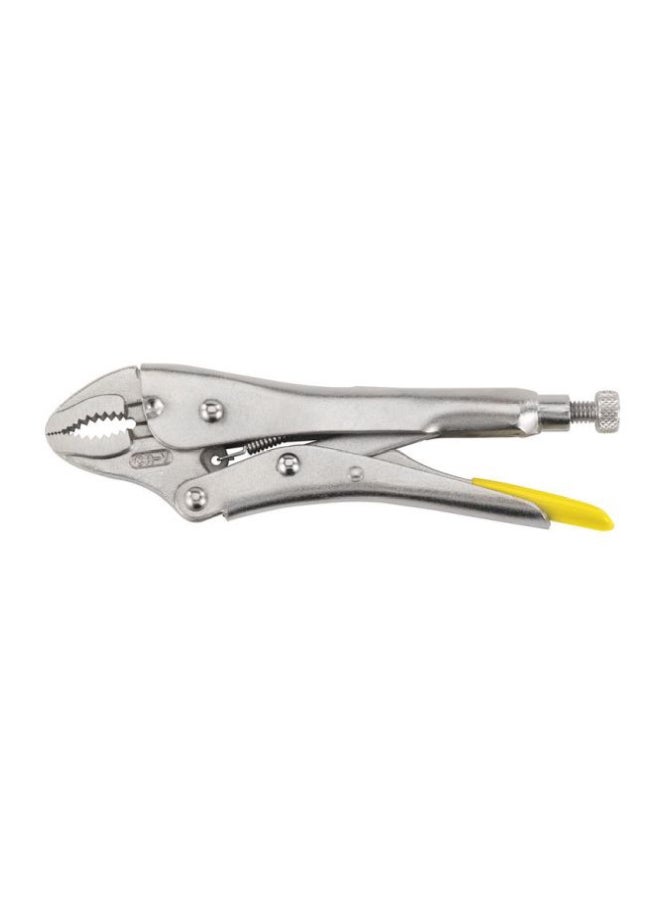 Stanley Chrome Plated Curved Jaw Locking Plier Silver/Yellow 