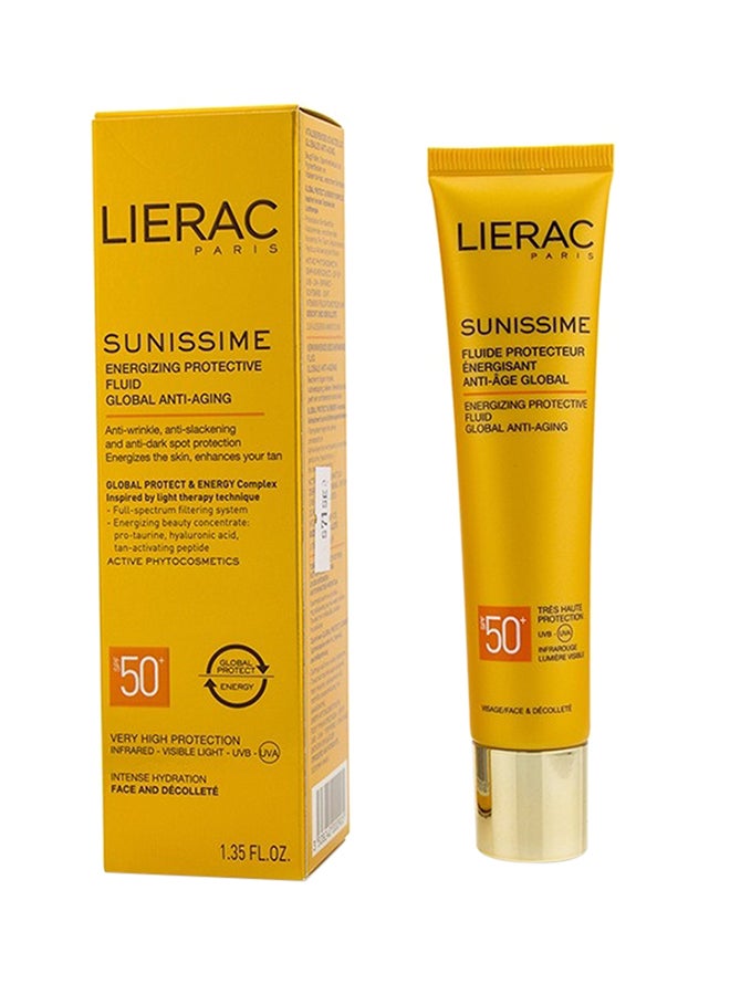 Lierac - Sunissime Global Anti-Aging Energizing Protective Fluid SPF50+ For Face  And Decollete 40ml/1.35oz - Image 1