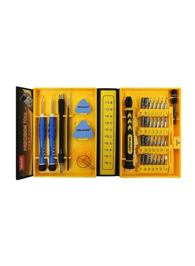 38-Piece Precision Opening Hand Tool Set Silver/Black/Yellow