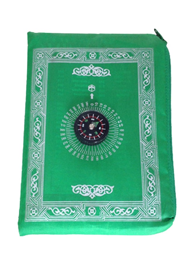 Sharpdo Portable Zipper Style Muslim Prayer Mat White/Green 60 x 100cm