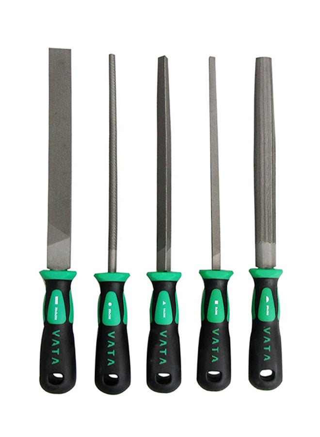 VATA 5-Piece Industrial Files Set Black/Green/Silver 