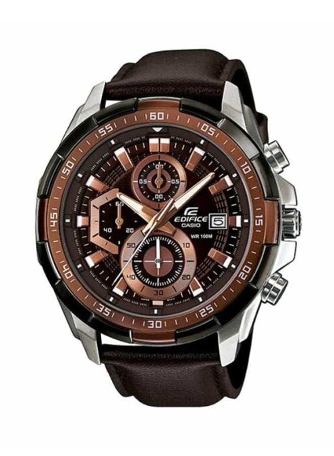 كاسيو ساعة يد كرونوغراف بسوار من الجلد طراز EFR-539L-5AVUEF - مقاس 54 مم - لون بني للرجال - Image 1