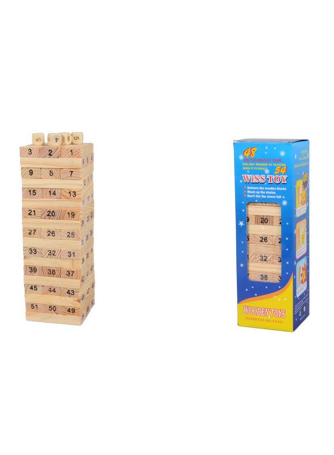 54-Piece Wooden Tower Hardwood Building Blocks Toy - Image 2