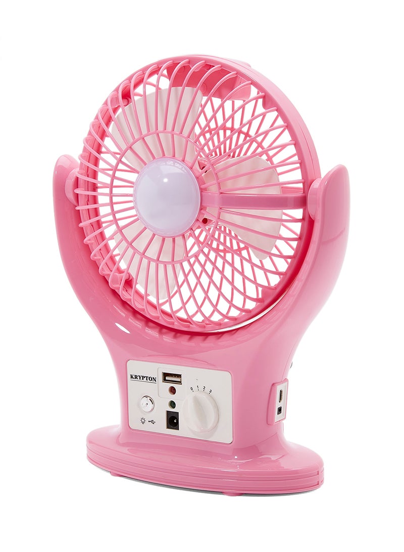 KRYPTON Plastic Rechargeable Fan With LED Lantern KNF6061 Pink - Image 2