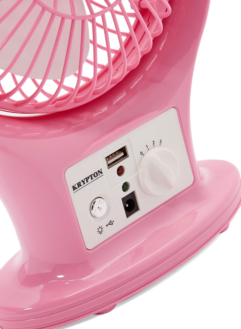KRYPTON Plastic Rechargeable Fan With LED Lantern KNF6061 Pink - Image 3