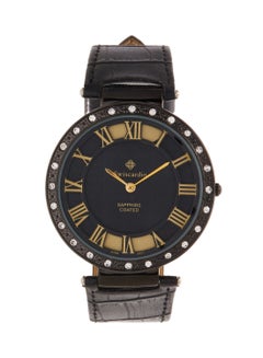 Women's Leather 22K Gold Plated Watch