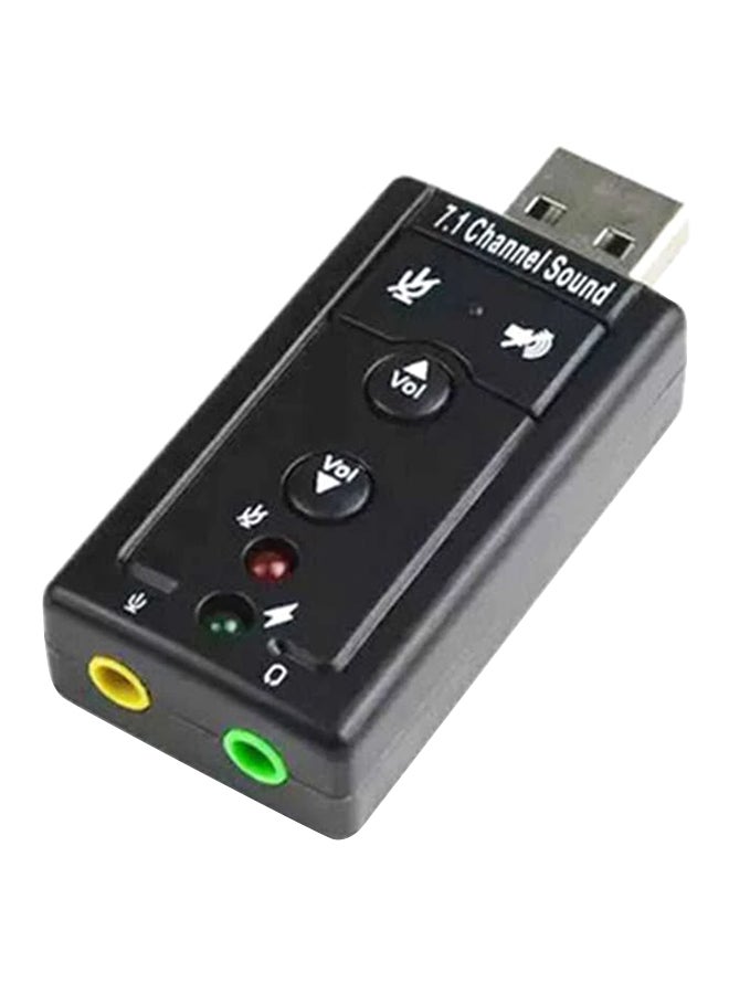 Hde Aleesh USB 2.0 External Sound Card 7.1 Channel Stereo Audio Adapter Black
