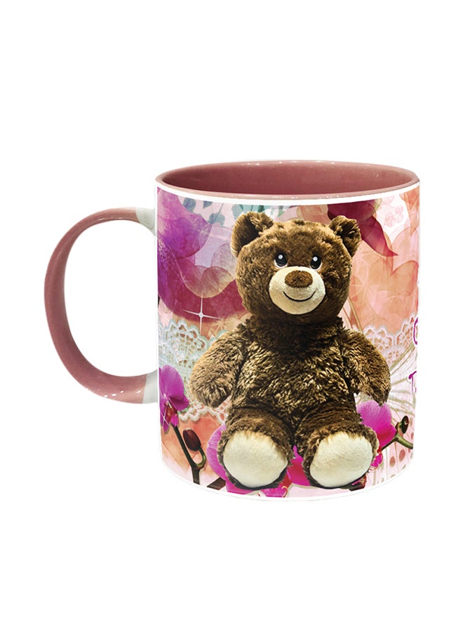 إمبريس مج قهوة من السيراميك مطبوع بصورة دب لطيف متعدد الألوان