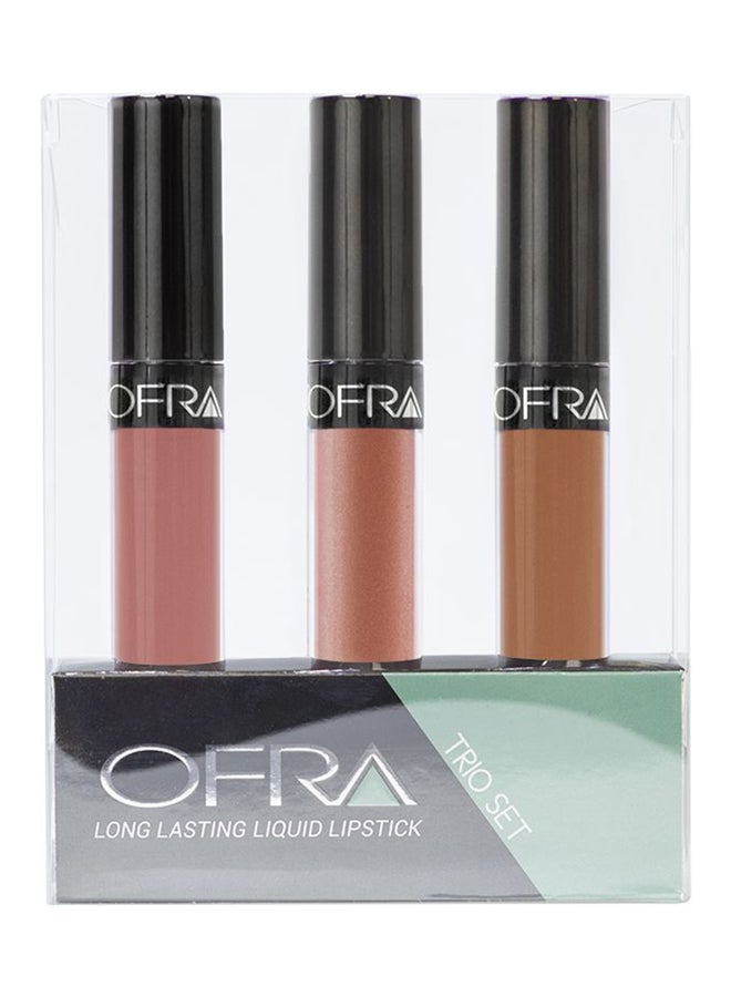 OFRA 3-Piece Long Lasting Liquid Lip Set Cocoa Island/Aruba/Rio