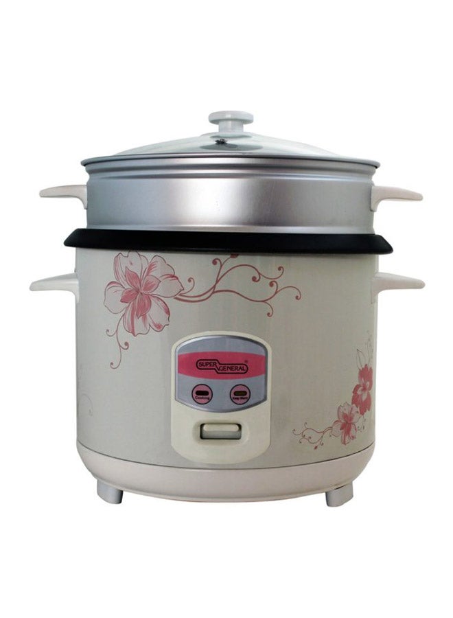 SUPER GENERAL Electric Rice Cooker 2.2L 2.2 L 900.0 W SGRC22W Off White/Silver 