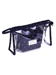 3 Piece PVC Waterproof Transparent Cosmetic Bag Plastic Makeup Travel Bag Set(Dark Blue)