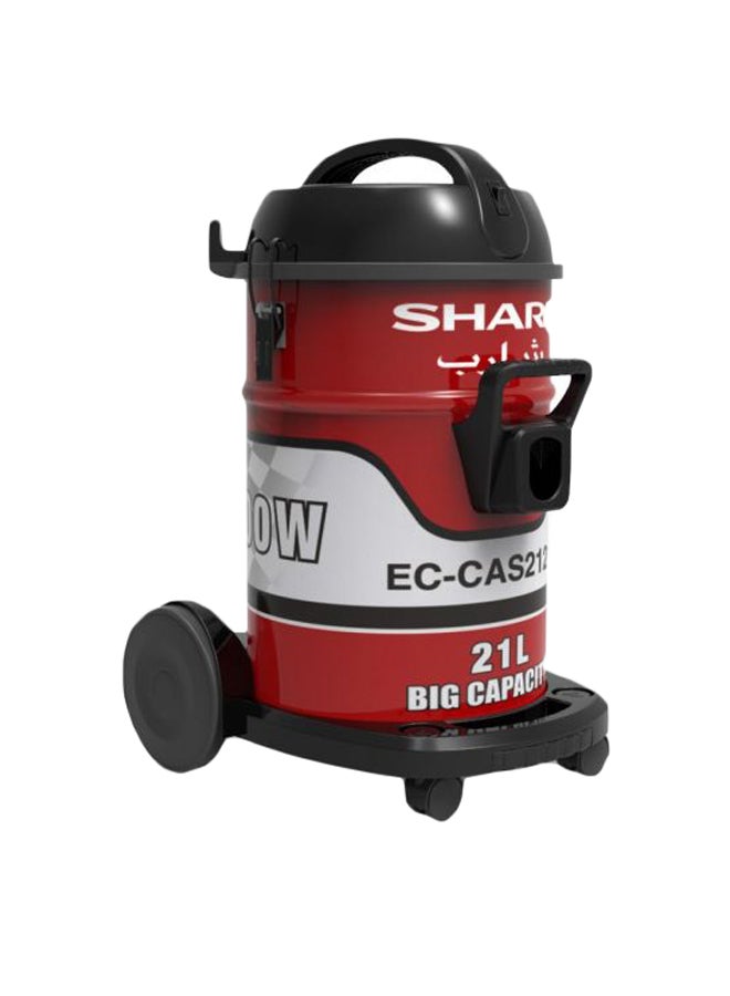 شارب مكنسة كهربائية أسطوانية سعة 21 لتراً بلون أحمر، وطراز EC-CA2121-Z 21 L EC-CA2121-Z أحمر