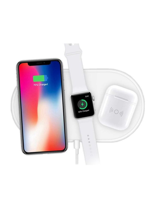 MARGOUN Charging Pad 3 In 1 Air QI Wireless Power For Apple Watch Series 4/iPhone 8 Plus/AirPods White - Image 1